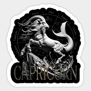 Majestic Capricorn Zodiac & Earth Element Sticker